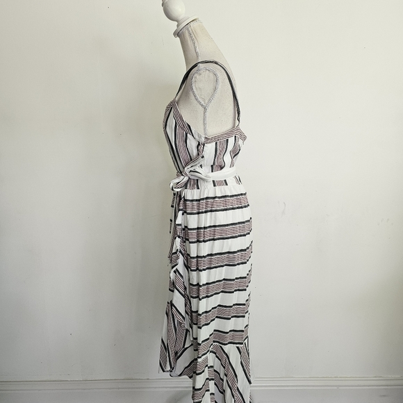 Loft Striped Ruffle Faux Wrap Dress - Picture 4 of 9